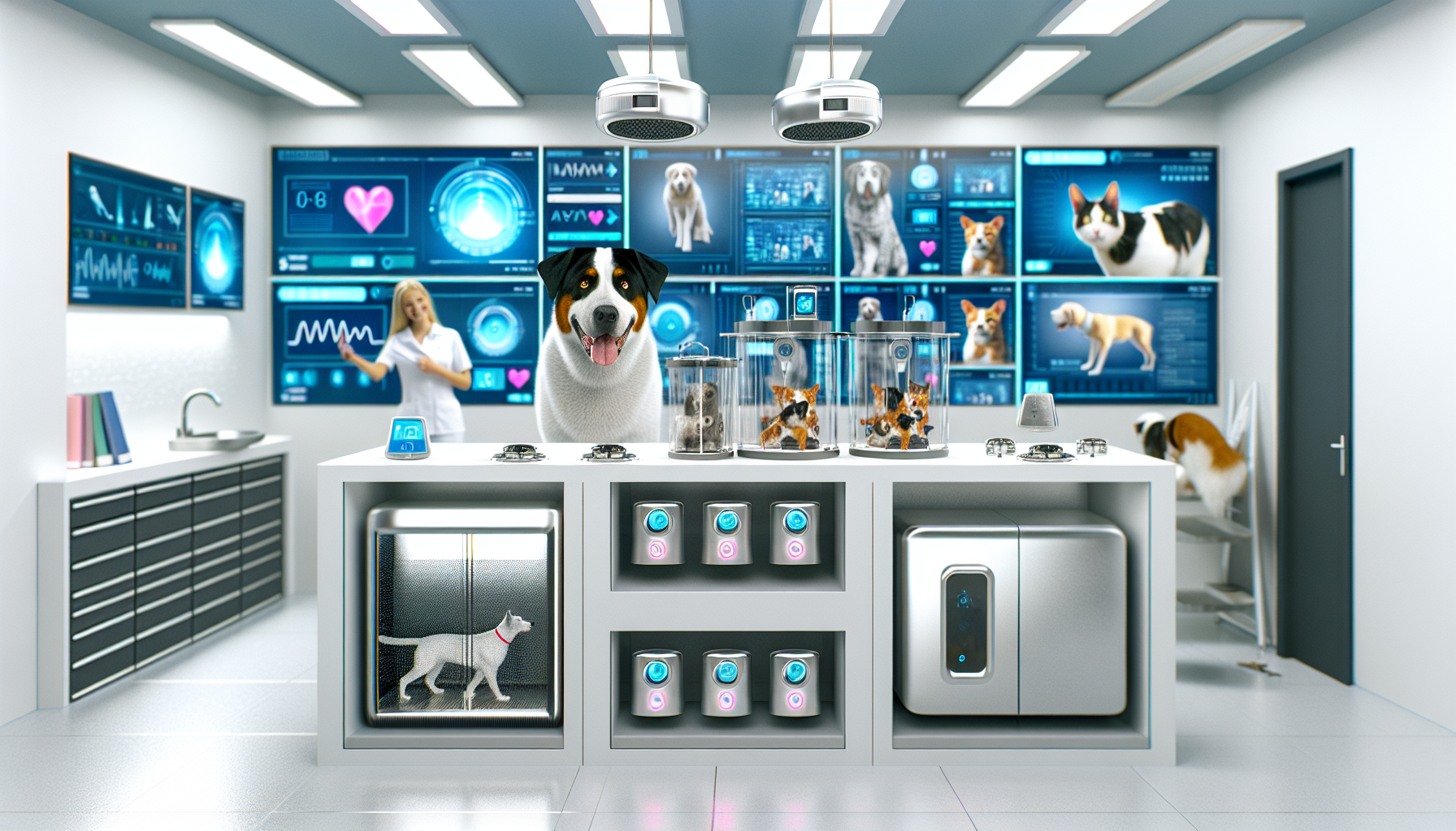 先進的なペット健康監視システムと複数の連携IoTデバイス